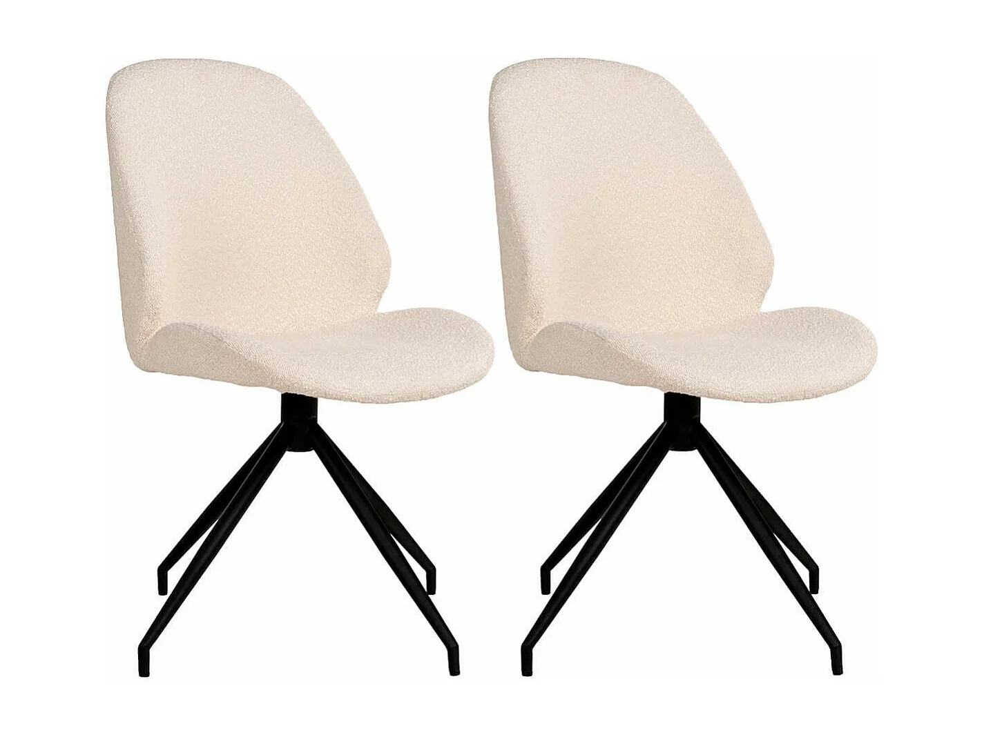 GAYA - Lot de 2 Chaises Incurvées Pivotantes Tissu Chiné Ivoire