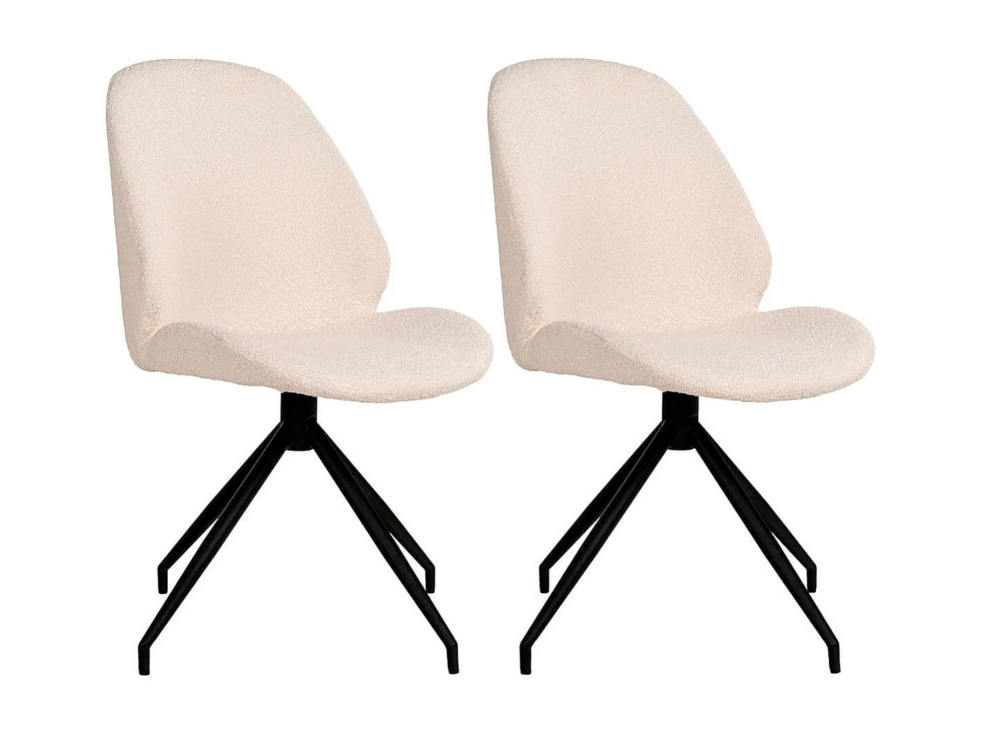 GAYA - Lot de 2 Chaises Incurvées Pivotantes Tissu Chiné Ivoire