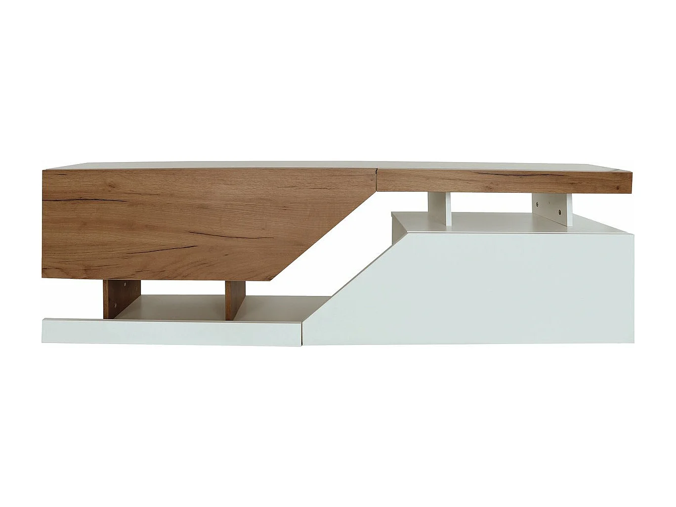 Meuble TV "Ceelias" - 160 x 46 x 35 cm - Blanc/Marron Foncé