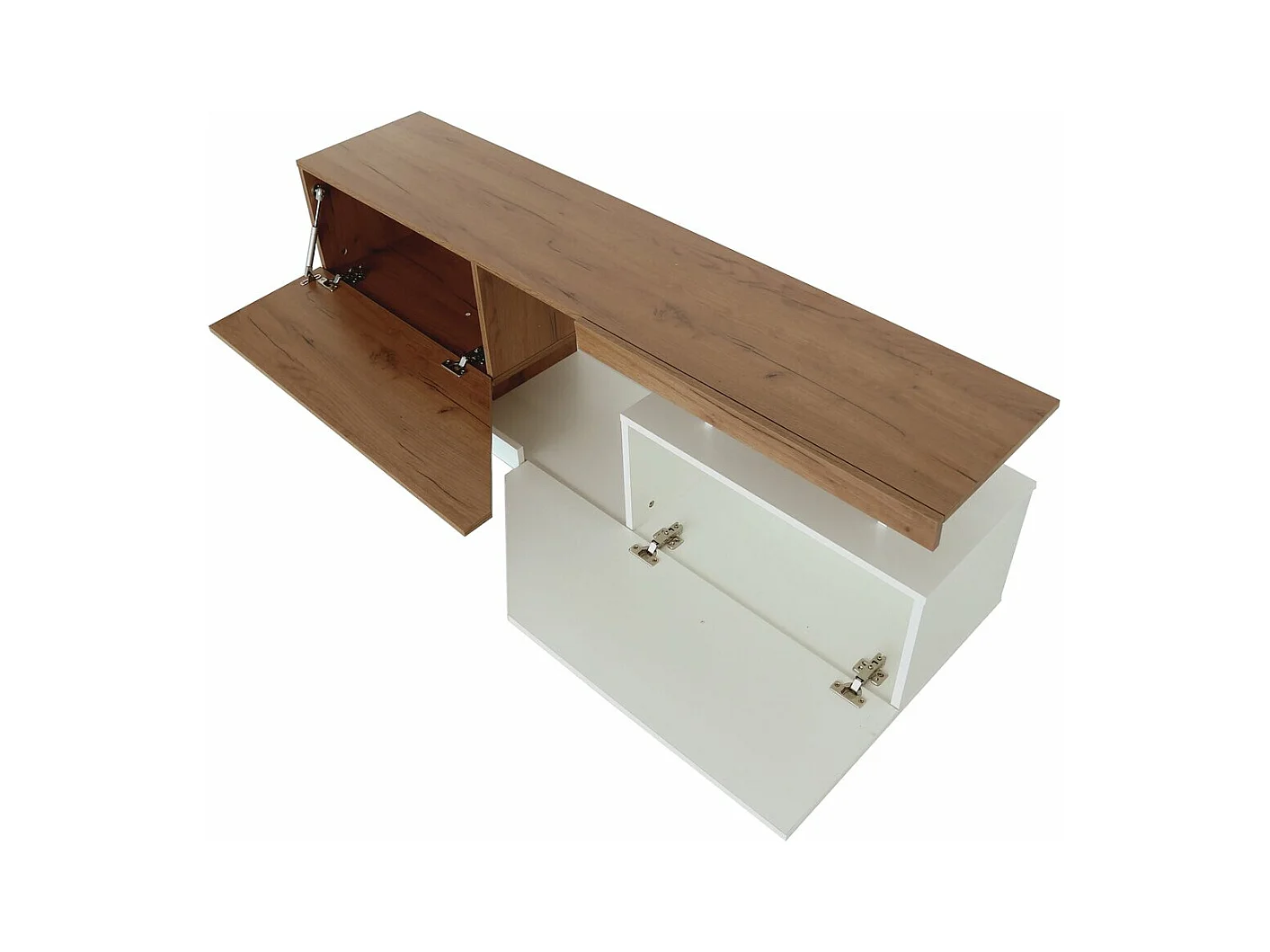 TV-Schrank "Ceelias" – 160 x 35 x 46 cm – Weiß/Dunkelbraun