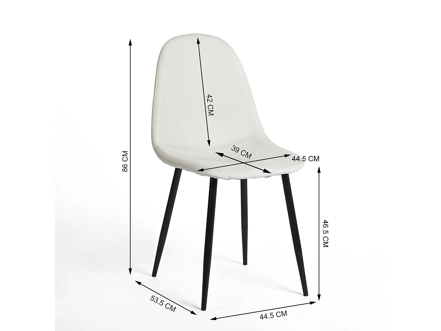 URBAN MEUBLE Ensemble table et 4 chaises de salle à manger effet bois et pieds noirs Fontana KD 80cm Oak+CHARLTON FABRIC BEIGE BLACK LEG
