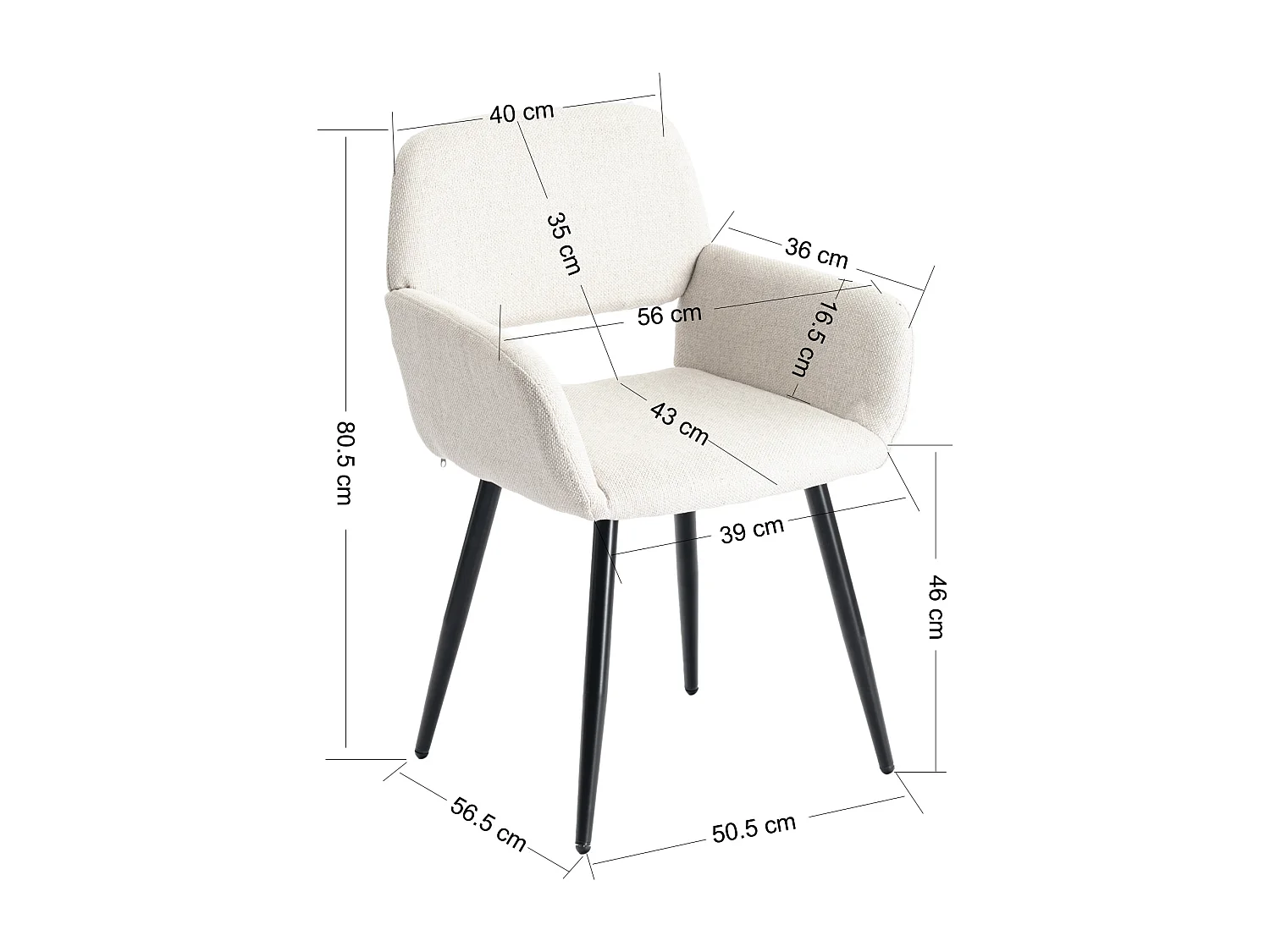 URBAN MEUBLE Ensemble table et 2 chaises de salle à manger style moderne FONTANA KD 80CM OAK+MAYFAIR BEIGE
