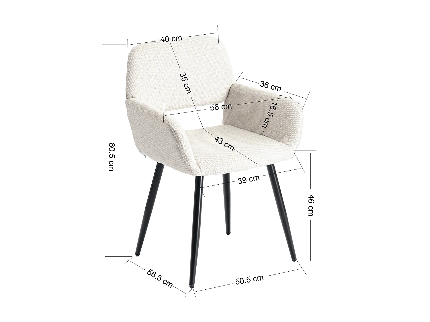 URBAN MEUBLE Ensemble table et 2 chaises de salle à manger style moderne FONTANA KD 80CM OAK+MAYFAIR BEIGE