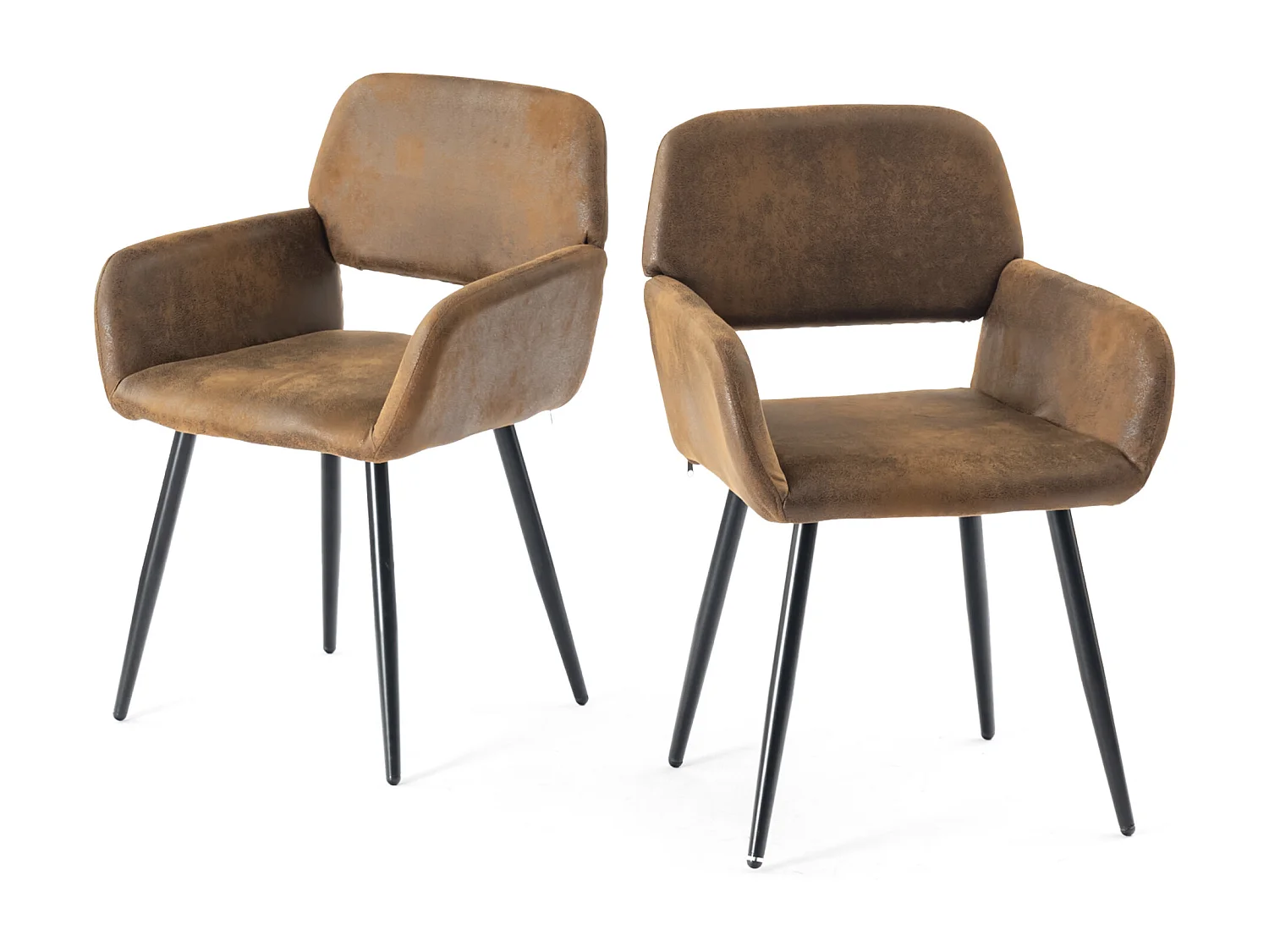 URBAN MEUBLE Ensemble table et 2 chaises de salle à manger effet bois style industriel FONTANA KD 80CM DARK+MAYFAIR SUEDE BROWN