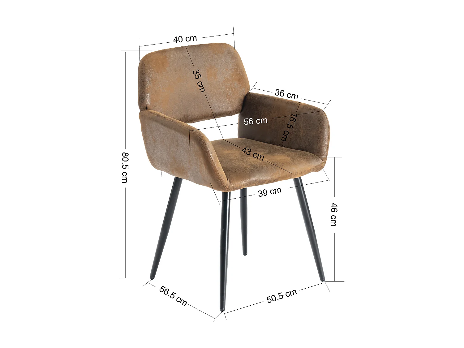 URBAN MEUBLE Ensemble table et 2 chaises de salle à manger effet bois style industriel FONTANA KD 80CM DARK+MAYFAIR SUEDE BROWN