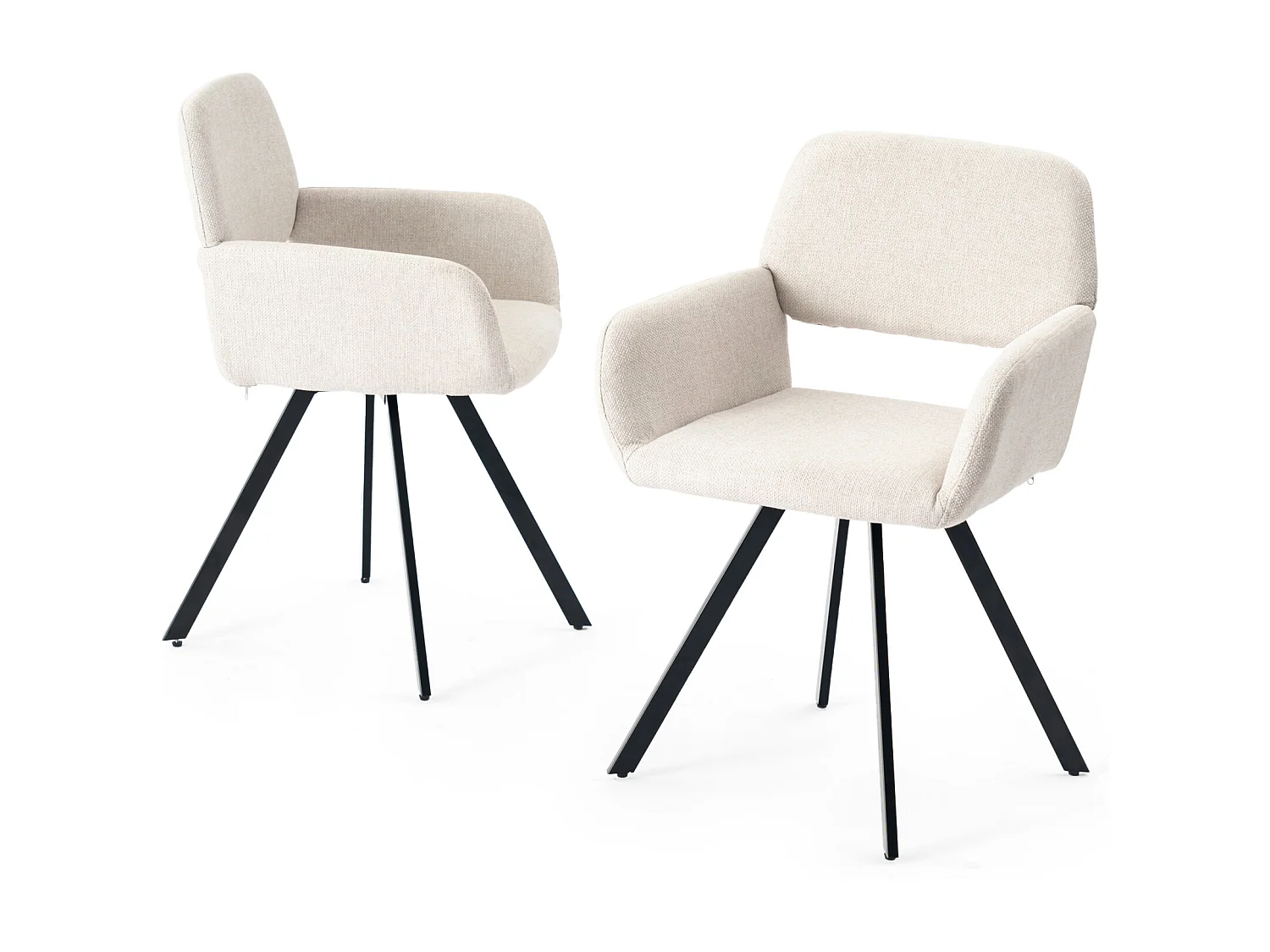 URBAN MEUBLE Ensemble table et 2 pivotantes chaises de salle à manger style moderne FONTANA KD 80CM OAK+CALIFORNIA KD BEIGE SWIVEL