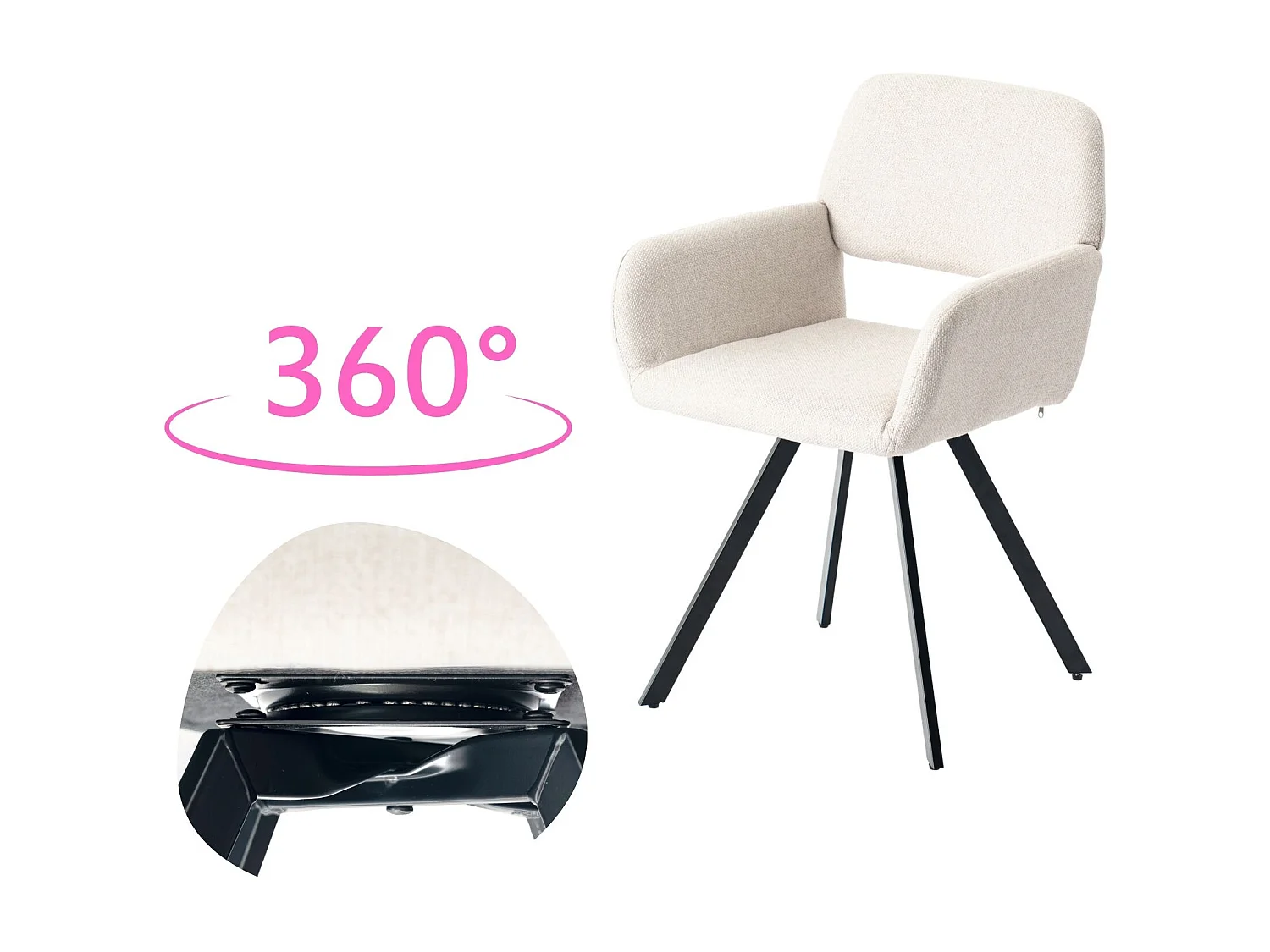 URBAN MEUBLE Ensemble table et 2 pivotantes chaises de salle à manger style moderne FONTANA KD 80CM OAK+CALIFORNIA KD BEIGE SWIVEL