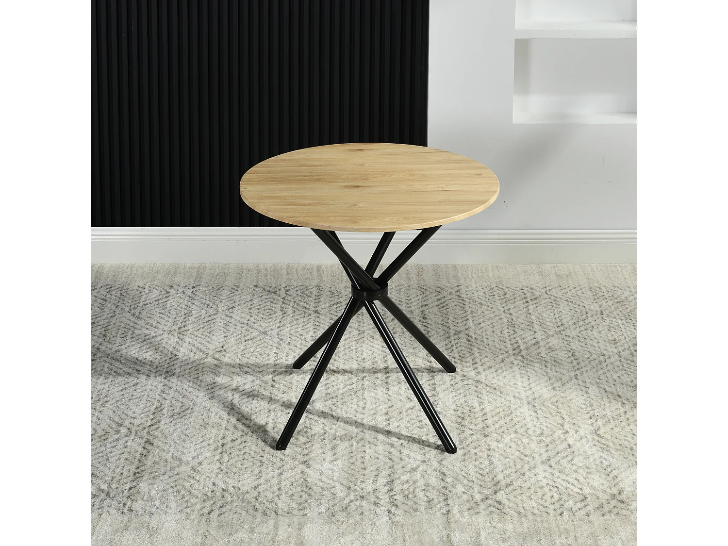 URBAN MEUBLE Ensemble table et 2 pivotantes chaises de salle à manger style moderne FONTANA KD 80CM OAK+CALIFORNIA KD BEIGE SWIVEL