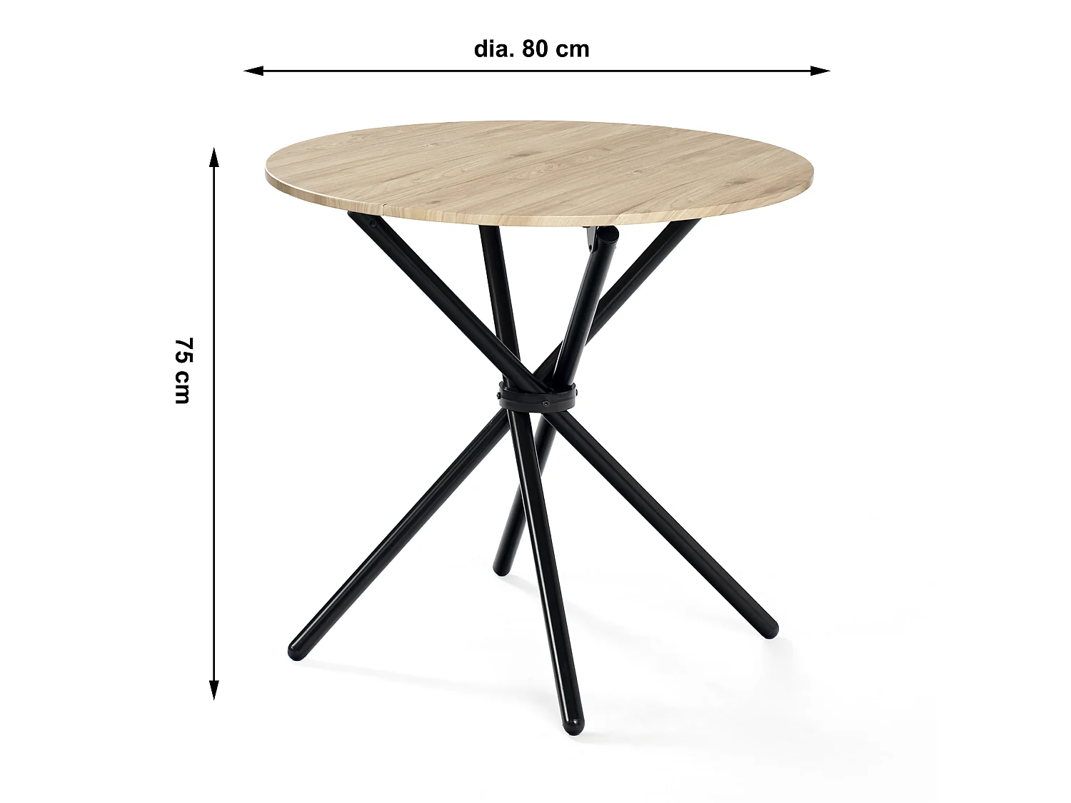 URBAN MEUBLE Ensemble table et 2 pivotantes chaises de salle à manger style moderne FONTANA KD 80CM OAK+CALIFORNIA KD BEIGE SWIVEL