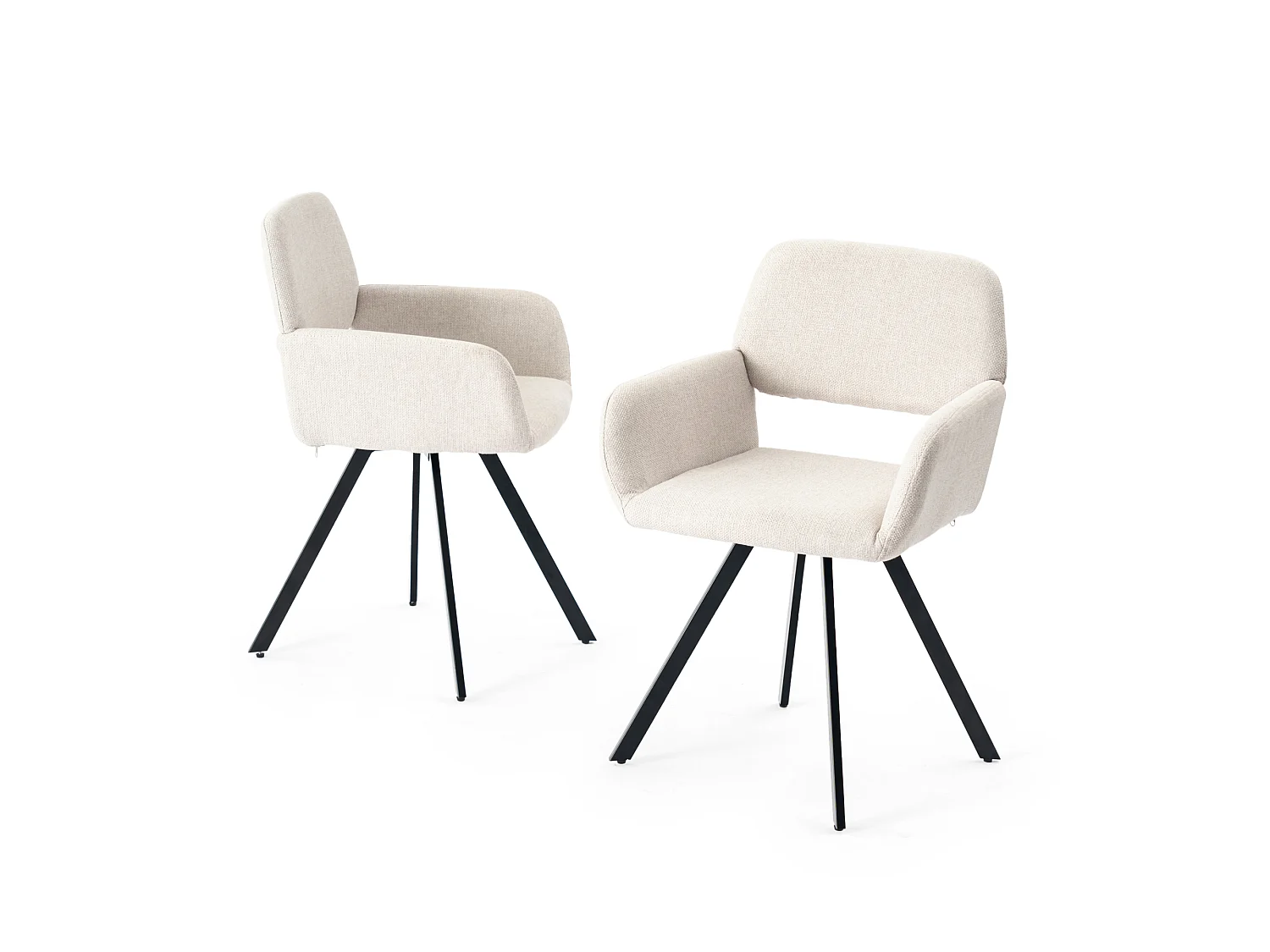 URBAN MEUBLE Ensemble table et 2 pivotantes chaises de salle à manger style moderne FONTANA KD 80CM OAK+CALIFORNIA KD BEIGE SWIVEL