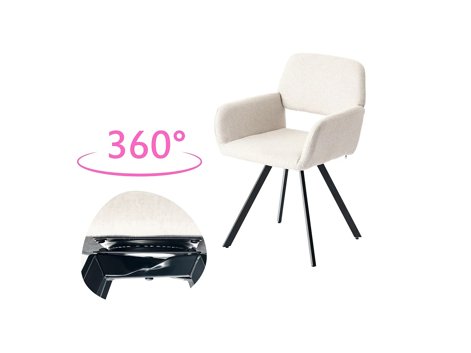 URBAN MEUBLE Ensemble table et 2 pivotantes chaises de salle à manger style moderne FONTANA KD 80CM OAK+CALIFORNIA KD BEIGE SWIVEL