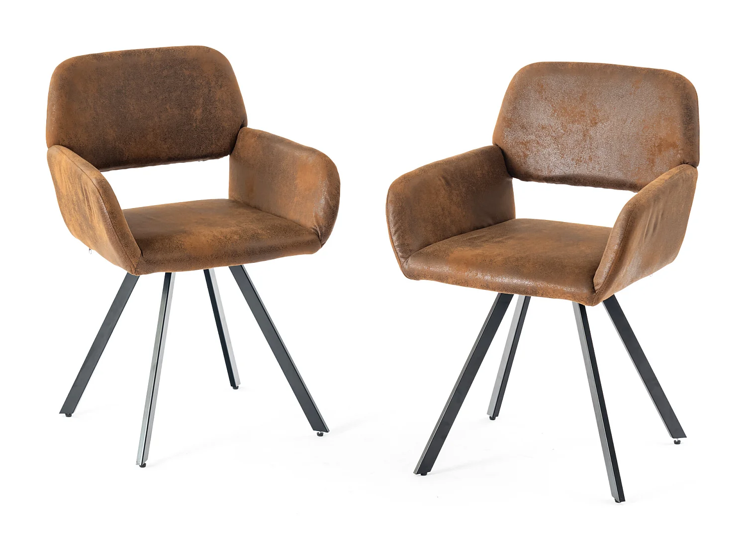 URBAN MEUBLE Ensemble table et 2 pivotantes chaises de salle à manger style industriel FONTANA KD 80CM DARK+CALIFORNIA KD SUEDE BROWN SWIVEL