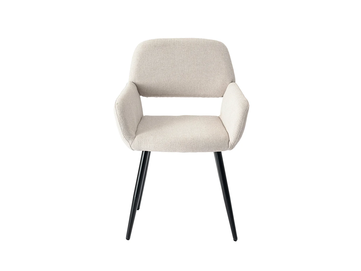URBAN MEUBLE Lot de 2 chaises de salle à manger scandinaves tissu beige pieds noirs