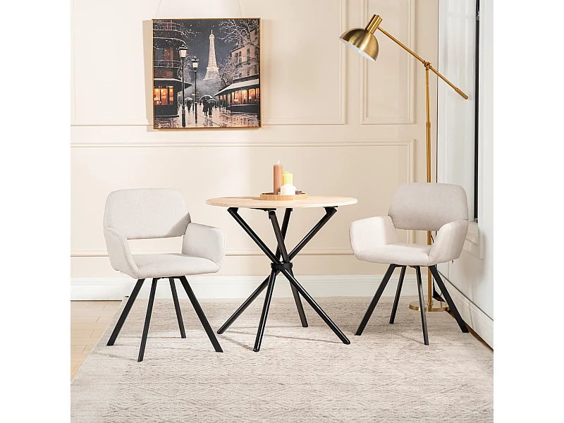 URBAN MEUBLE Lot de 2 chaises de salle à manger scandinaves rotative tissu beige CALIFORNIA KD BEIGE SWIVEL