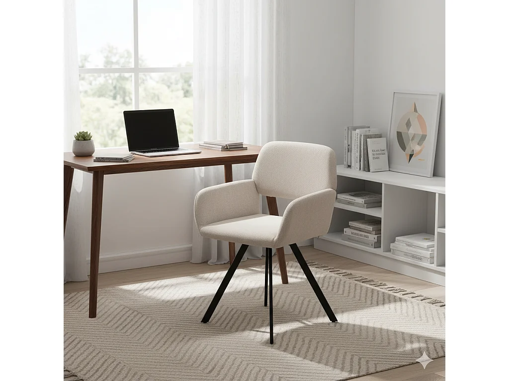 URBAN MEUBLE Lot de 2 chaises de salle à manger scandinaves rotative tissu beige