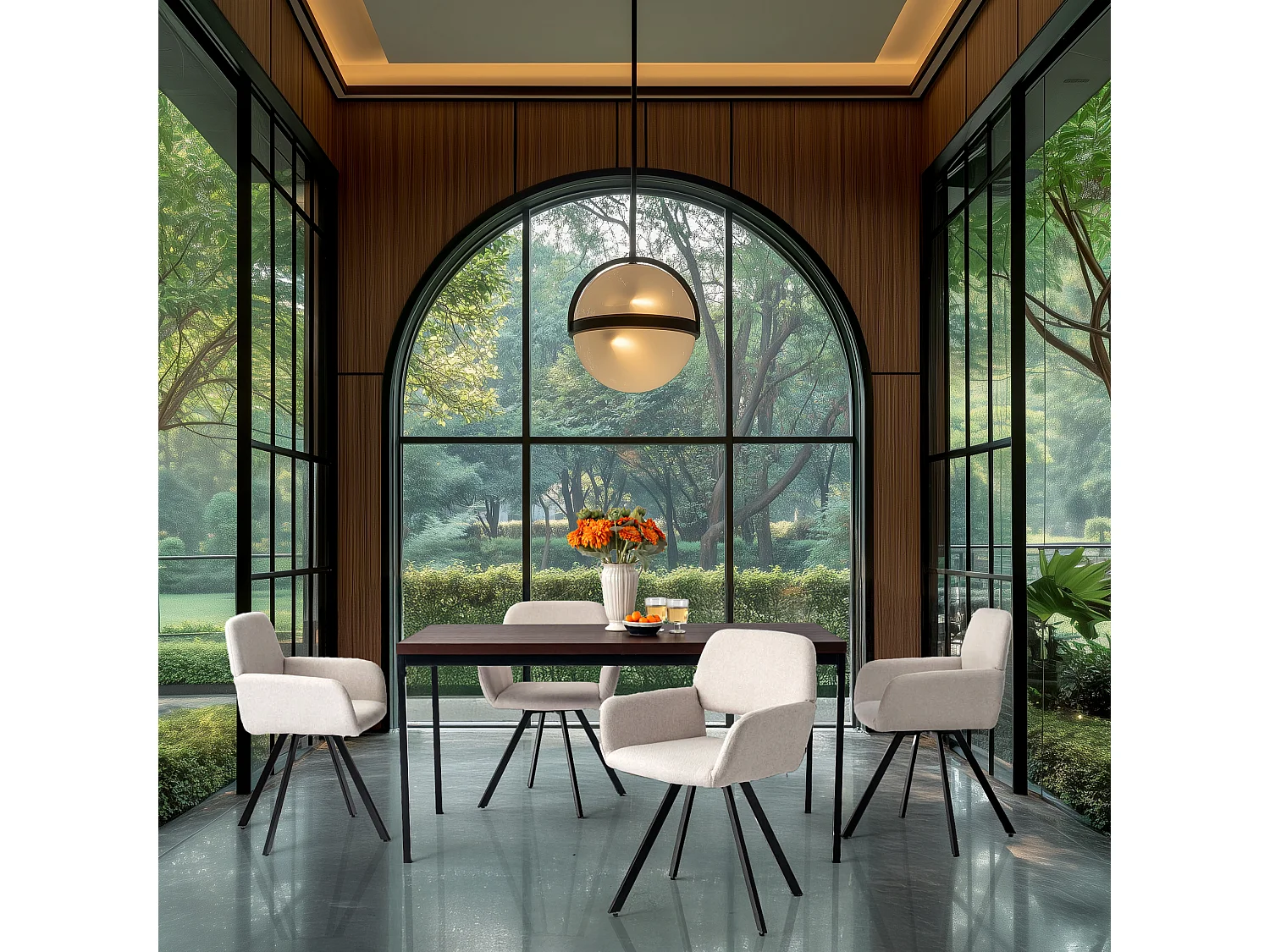 URBAN MEUBLE Lot de 2 chaises de salle à manger scandinaves rotative tissu beige