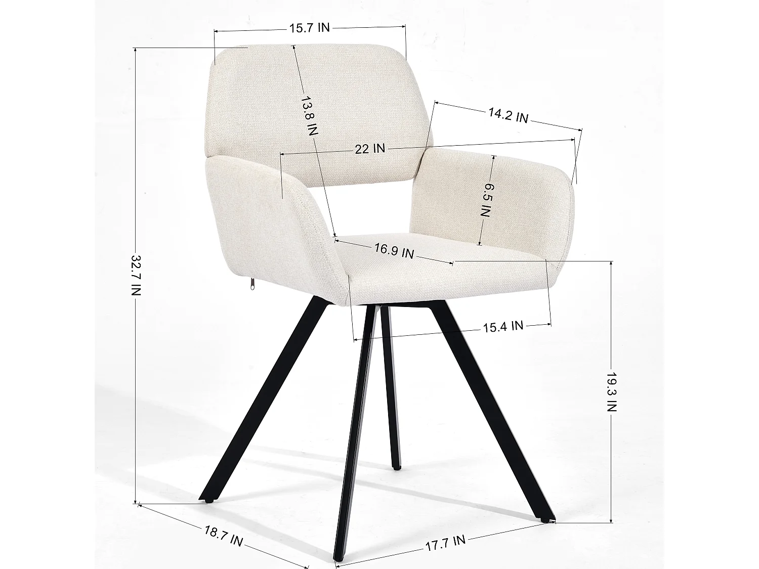 URBAN MEUBLE Lot de 2 chaises de salle à manger scandinaves rotative tissu beige