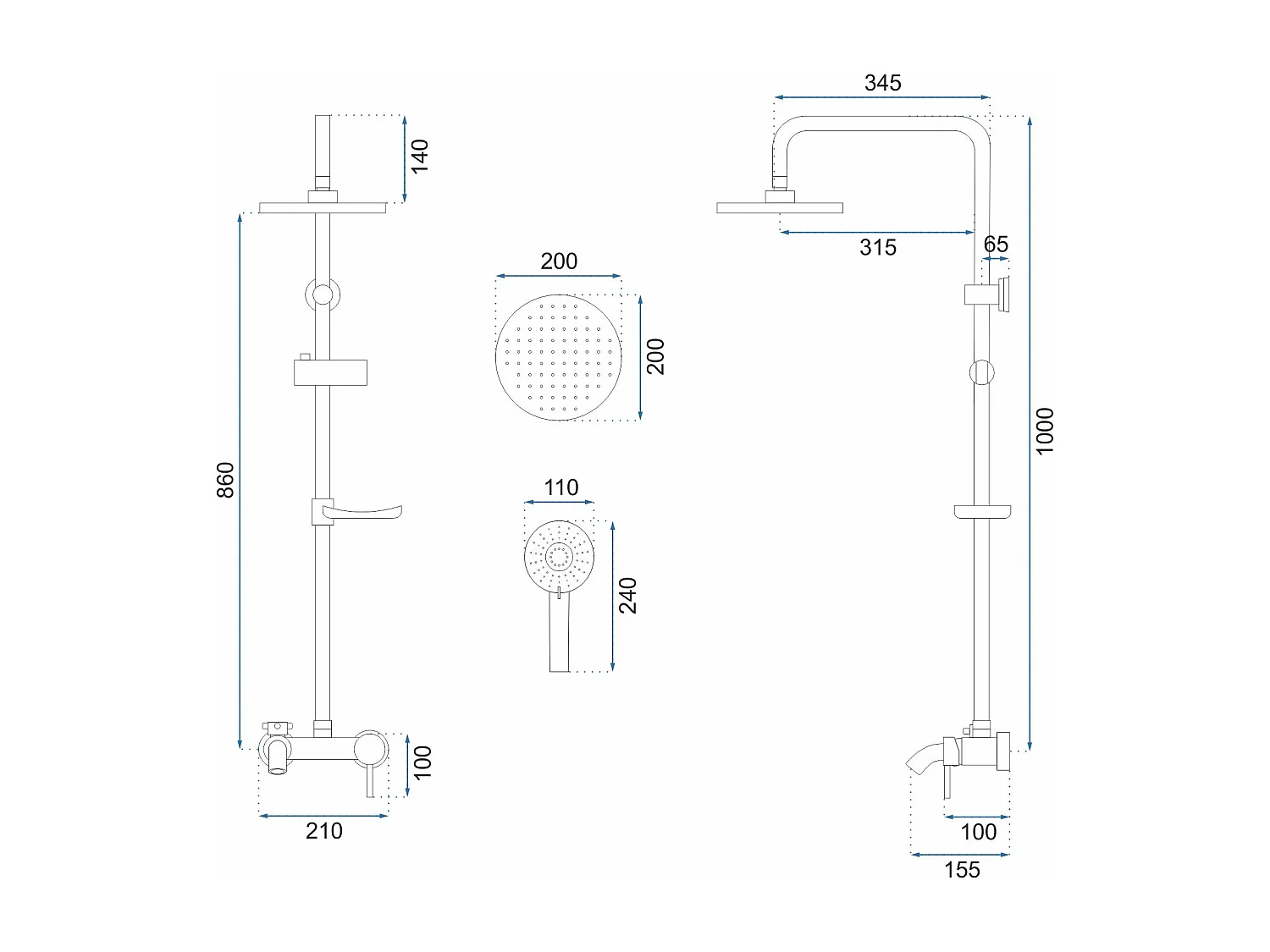 Set Doccia Rea Lungo Thermostat Gold