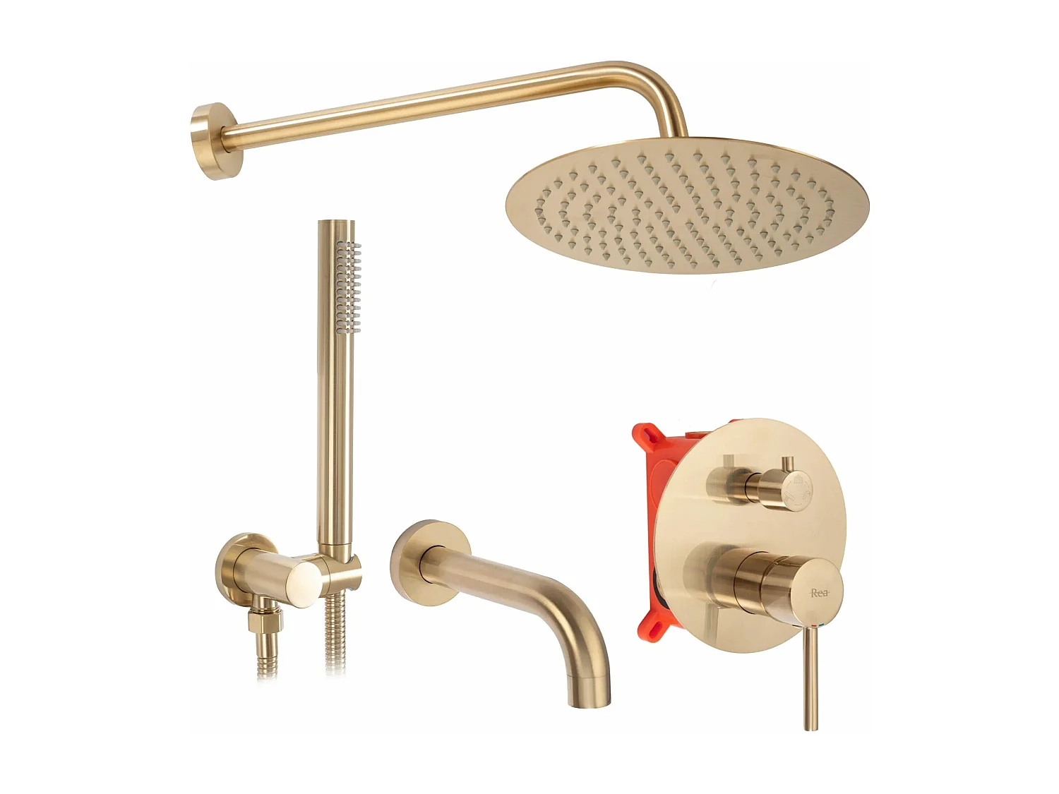 Colonne De Douche-Baignoire Encastrée Rea Lungo Brush Gold