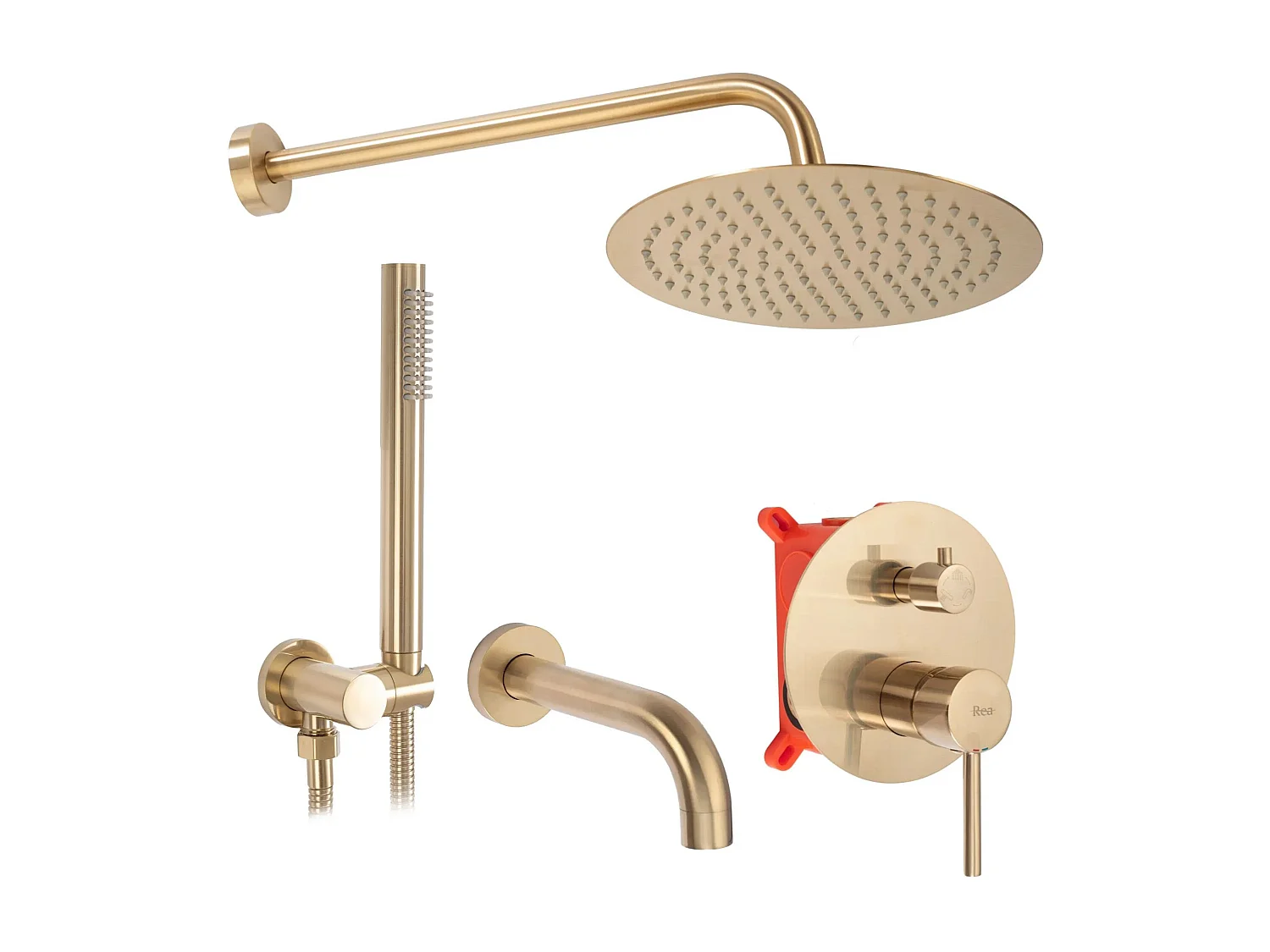 Colonne De Douche-Baignoire Encastrée Rea Lungo Brush Gold