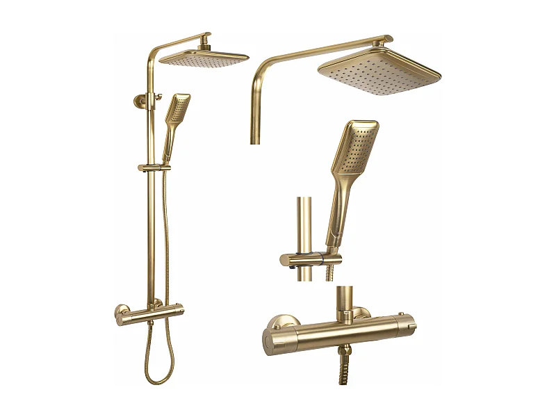 Duschgarnitur Mit Thermostat Rea Tom Termostat Brush Gold