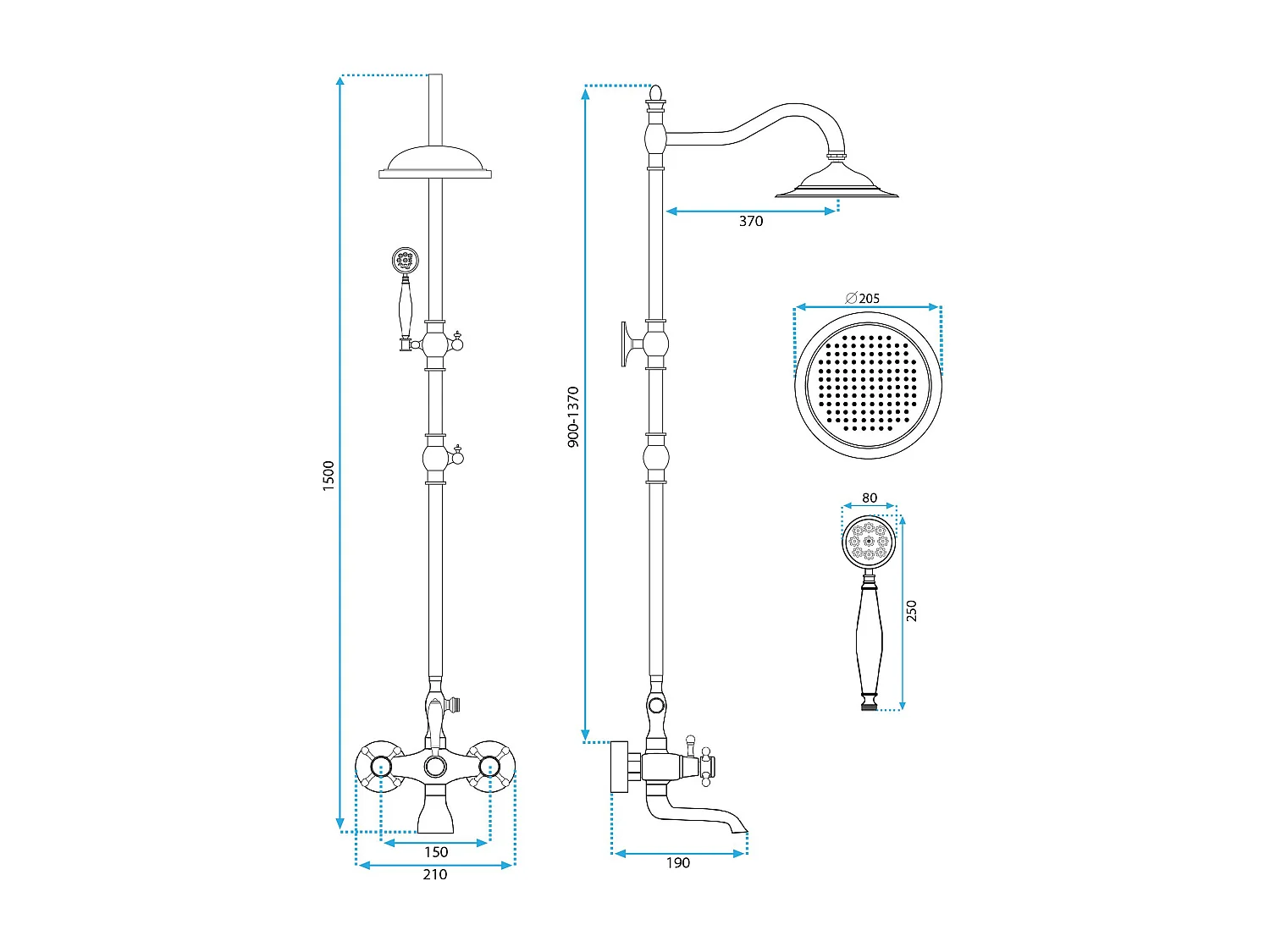 Kit De Douche Rea Bergamo Old Brown