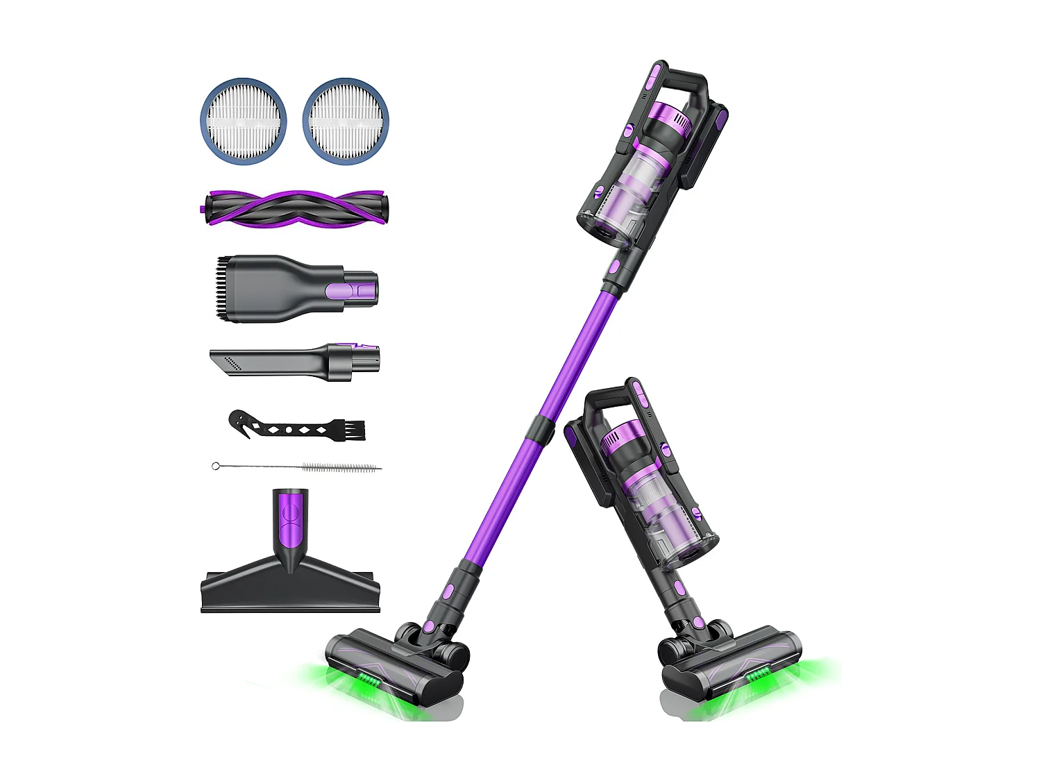 Aspirateur Balai sans Fil 35Kpa/450W,Aspirateur sans Fil,60 Minutes Autonomie, 1,5 Litre,Batterie Amovible, Pour Sols et Tapis