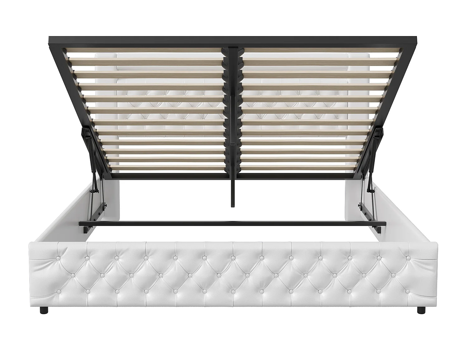 Letto idraulico imbottito, 180 x 200 cm, con rete a doghe e vano contenitore, letto matrimoniale, con barra luminosa a LED, struttura letto, letto contenitore