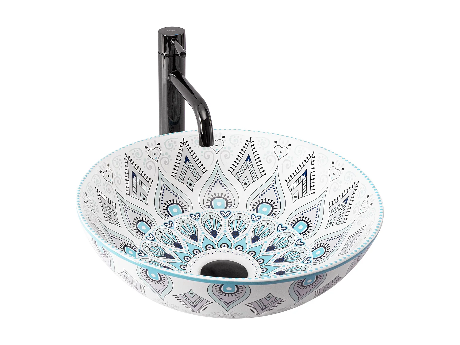 Opzetwastafel Rea Mandala White Blue