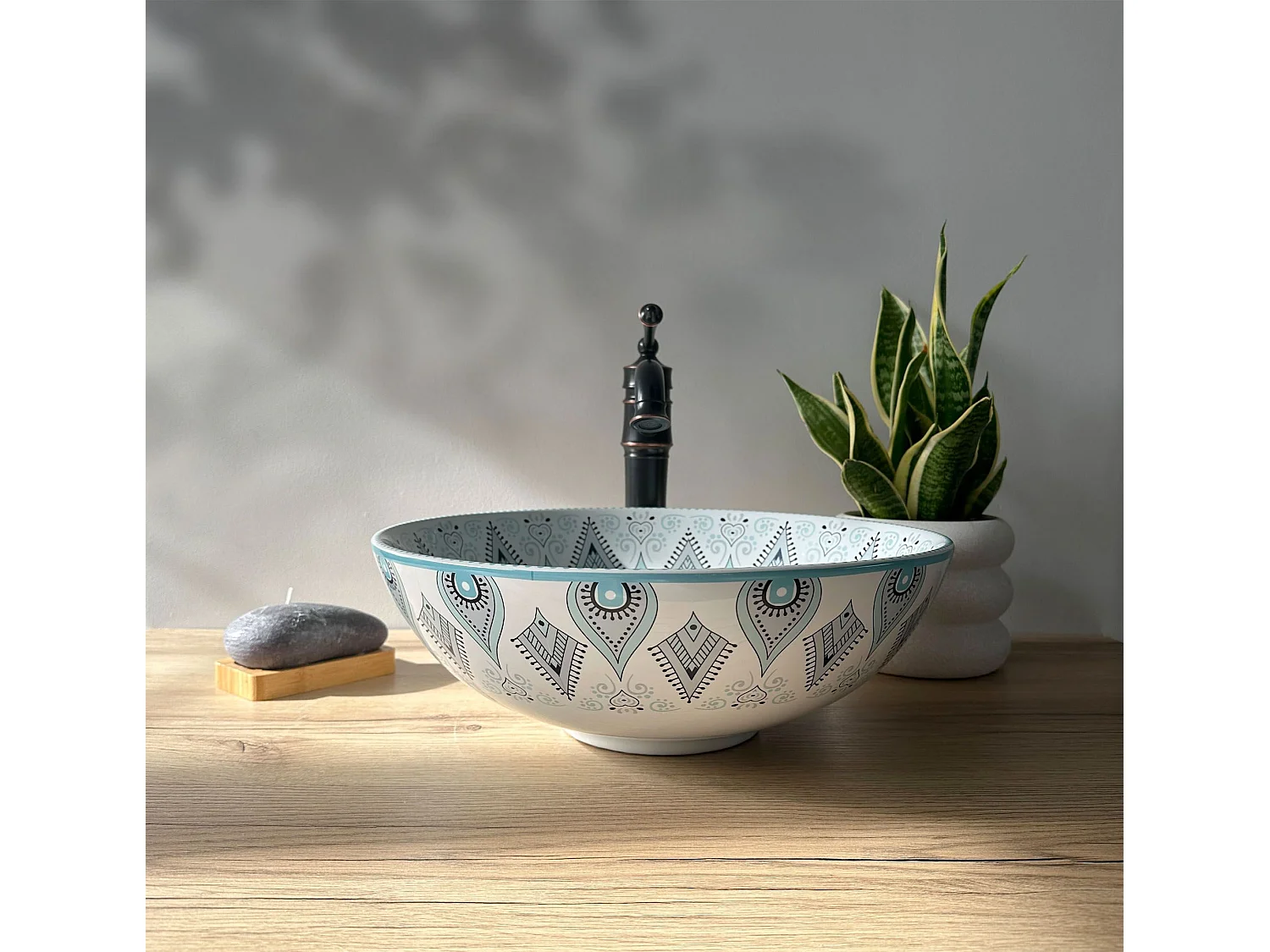 Aufsatzwaschbecken Rea Mandala White Blue