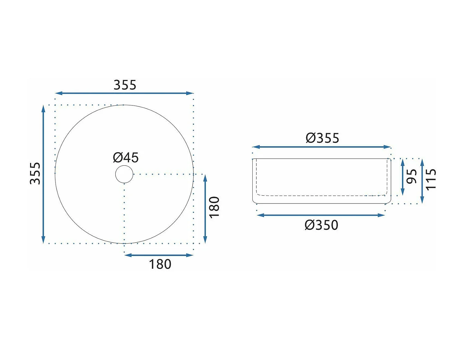 Aufsatzwaschbecken Rea Cristal 35 Grey
