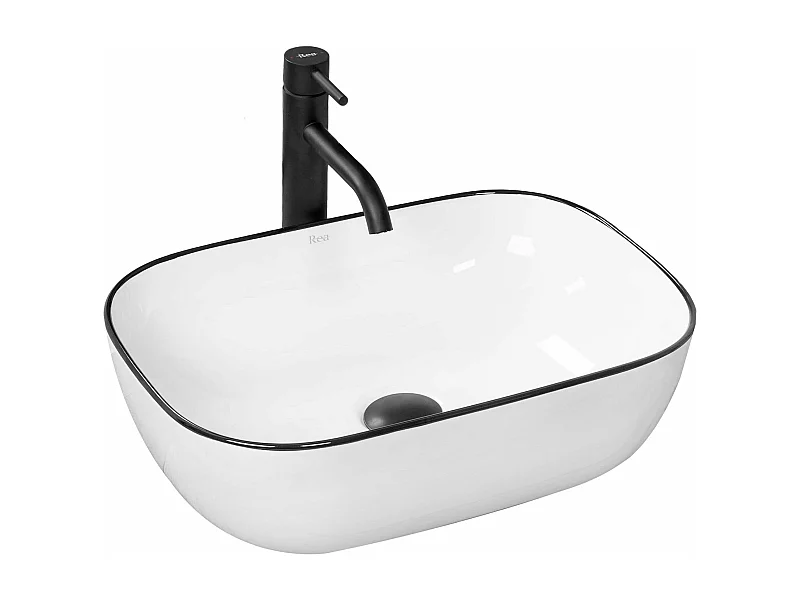 Opzetwastafel Rea Marbel White Black