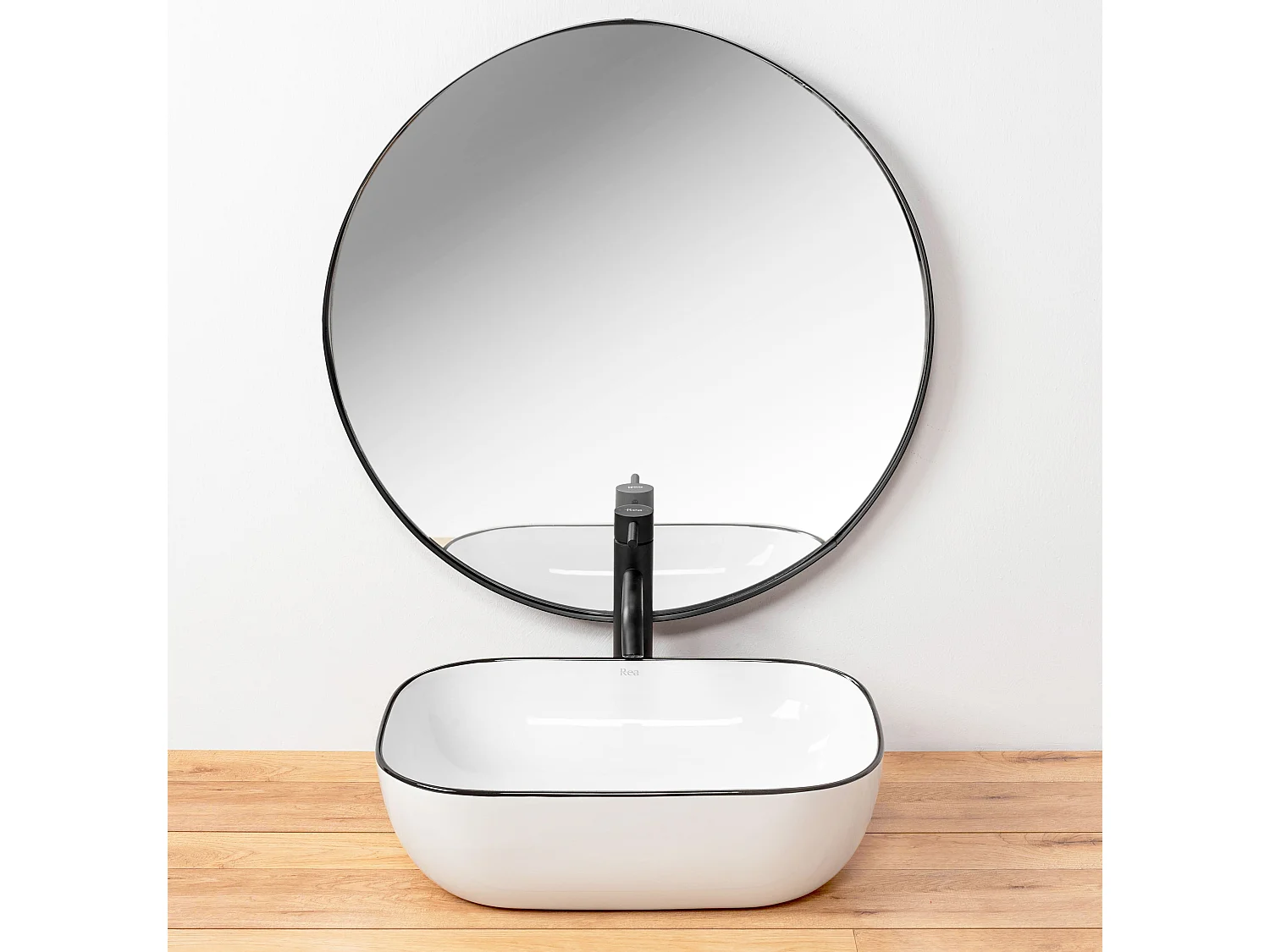 Opzetwastafel Rea Marbel White Black