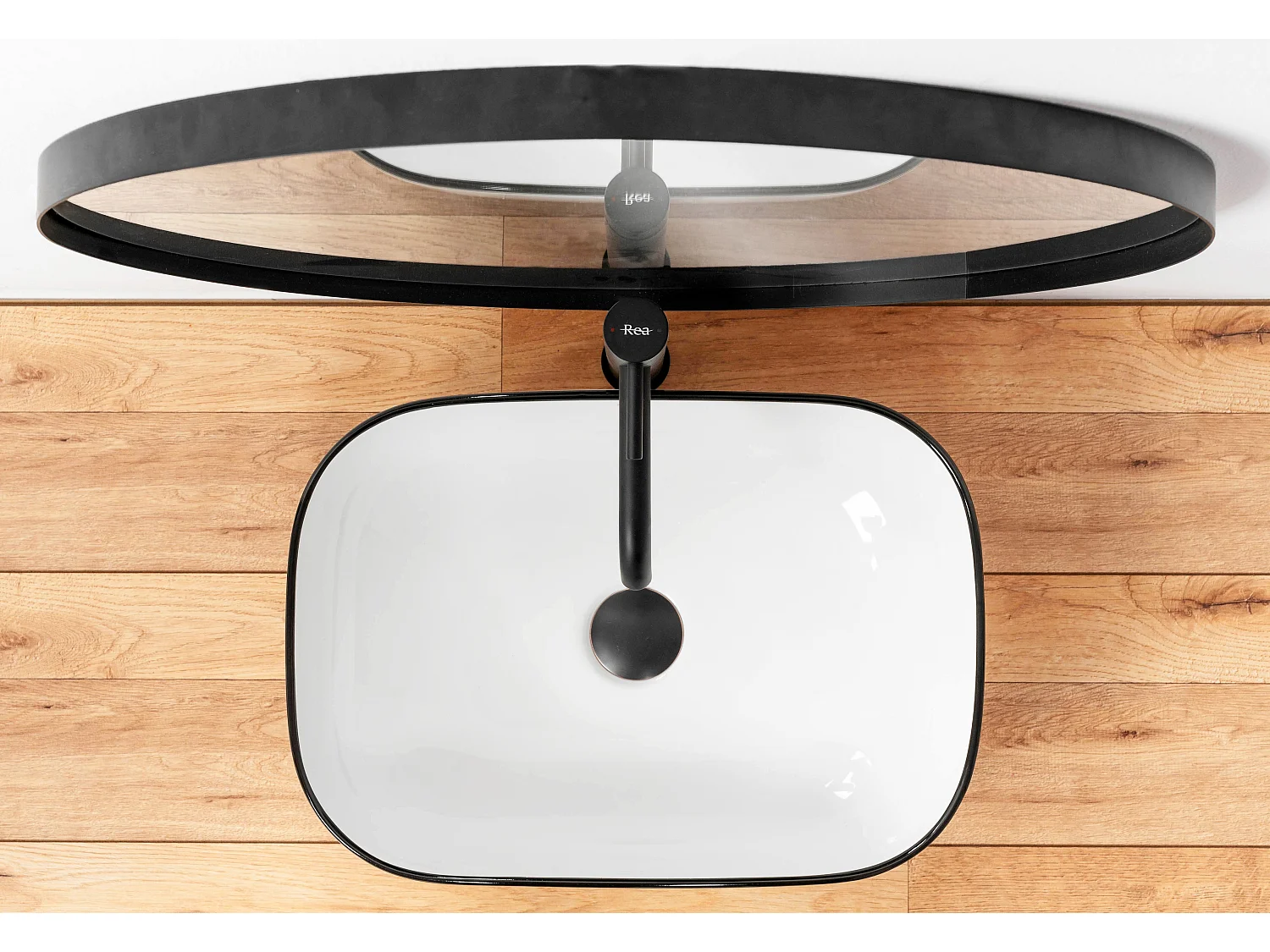 Opzetwastafel Rea Marbel White Black