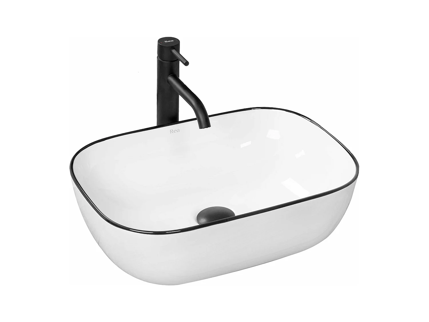 Lavabo Sobre Encimera Rea Marbel White Black