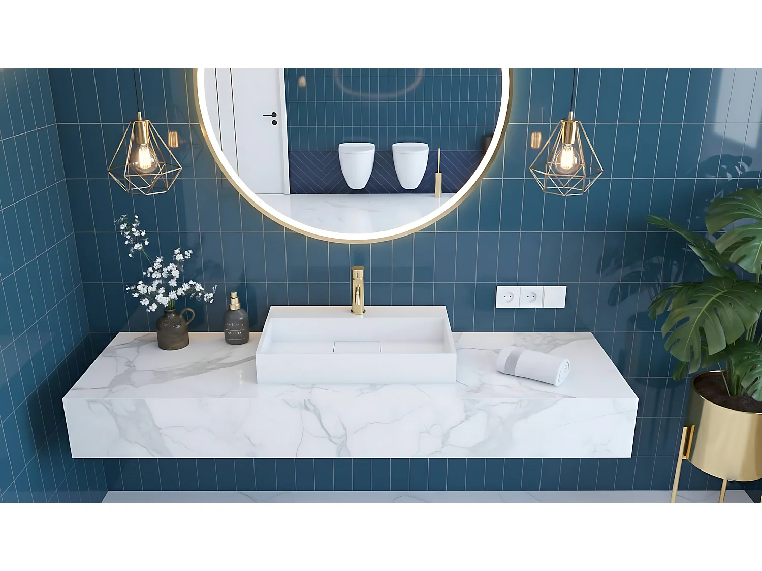 Vasque En Conglomérat Rea Goya 60 White