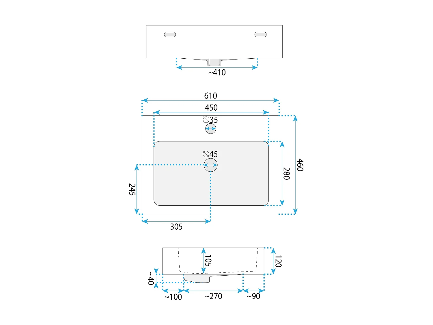 Opzetwastafel Rea Alison 60 White