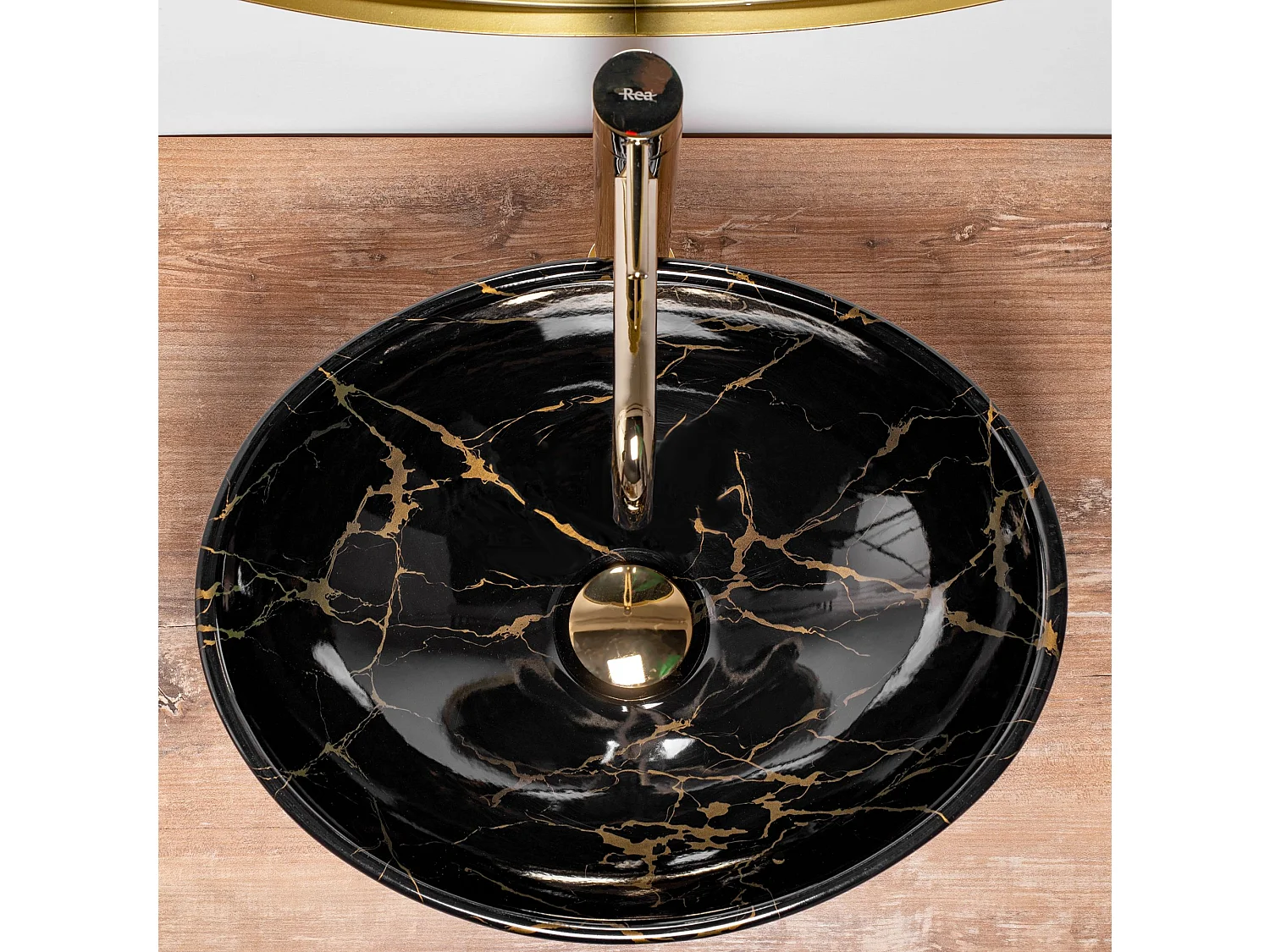 Opzetwastafel Rea Sofia Marble Shiny Black