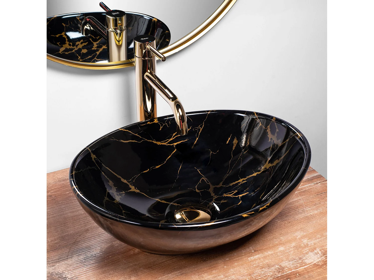 Vasque À Poser Rea Sofia Marble Shiny Black