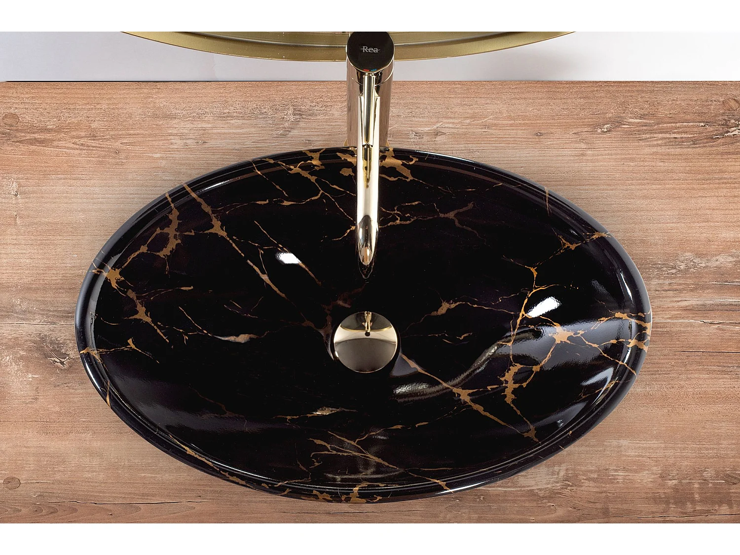 Lavabo Da Appoggio Rea Pamela Marble Shiny Black