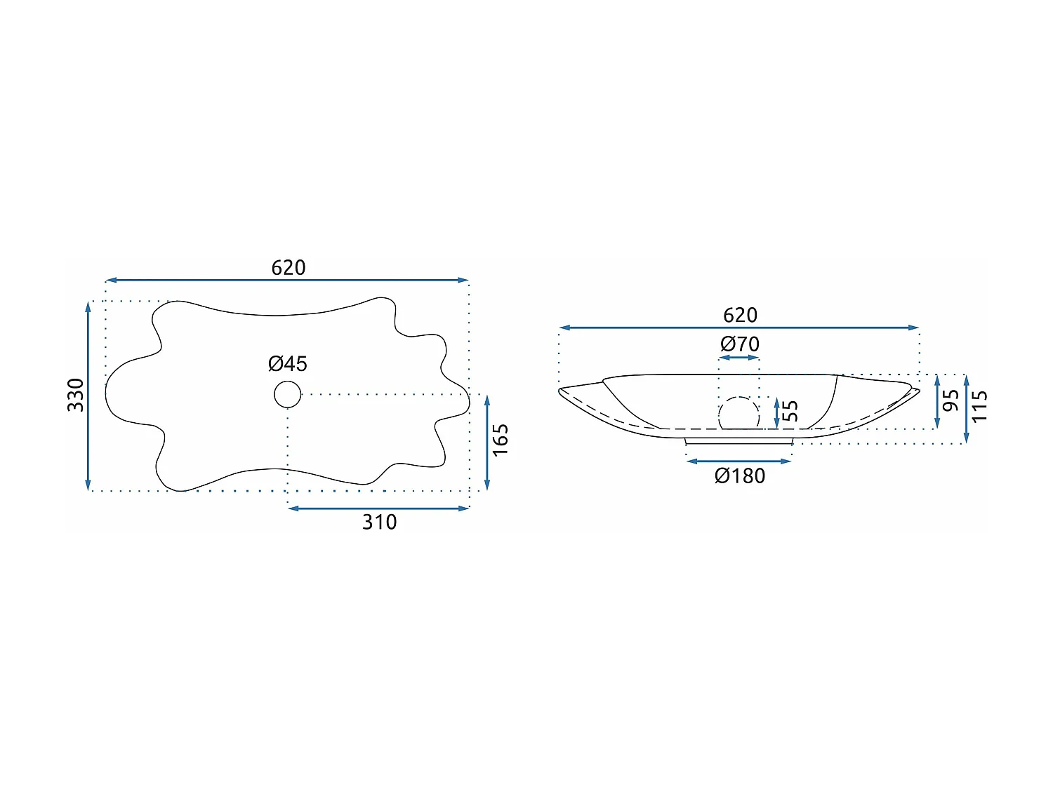 Aufsatzwaschbecken Rea Infinity White Gold