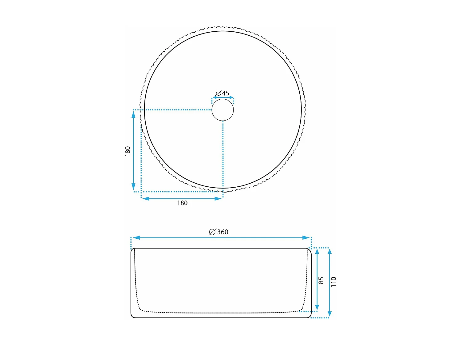 Aufsatzwaschbecken Rea Delia White