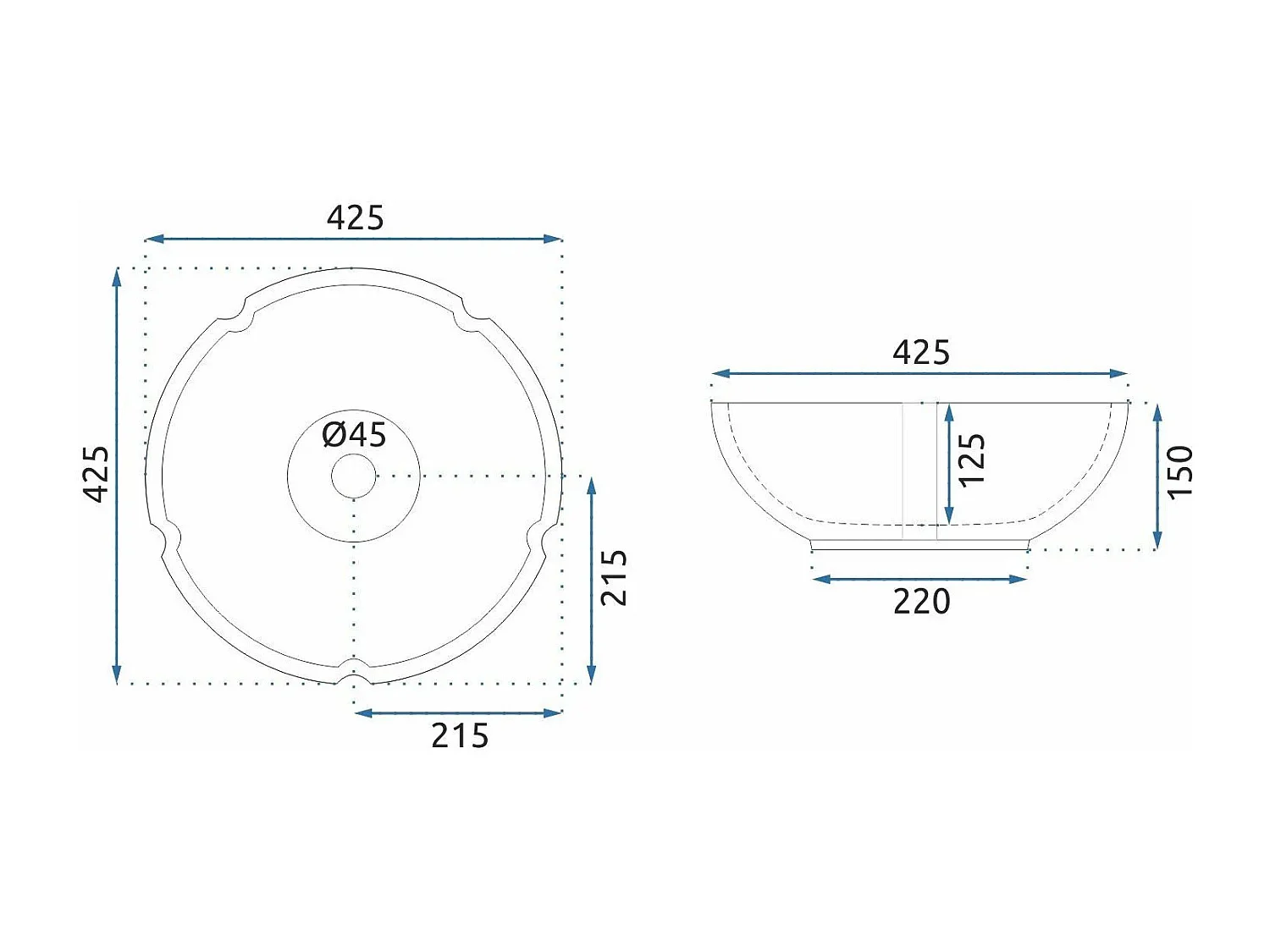Lavabo Da Appoggio Rea Asanti White