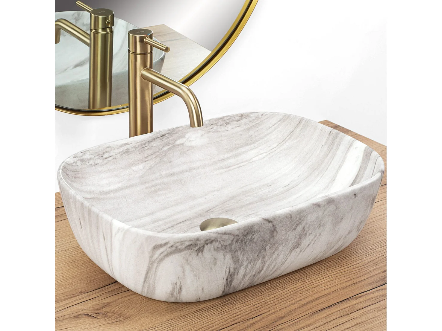 Lavabo Sobre Encimera Rea Belinda Ash White