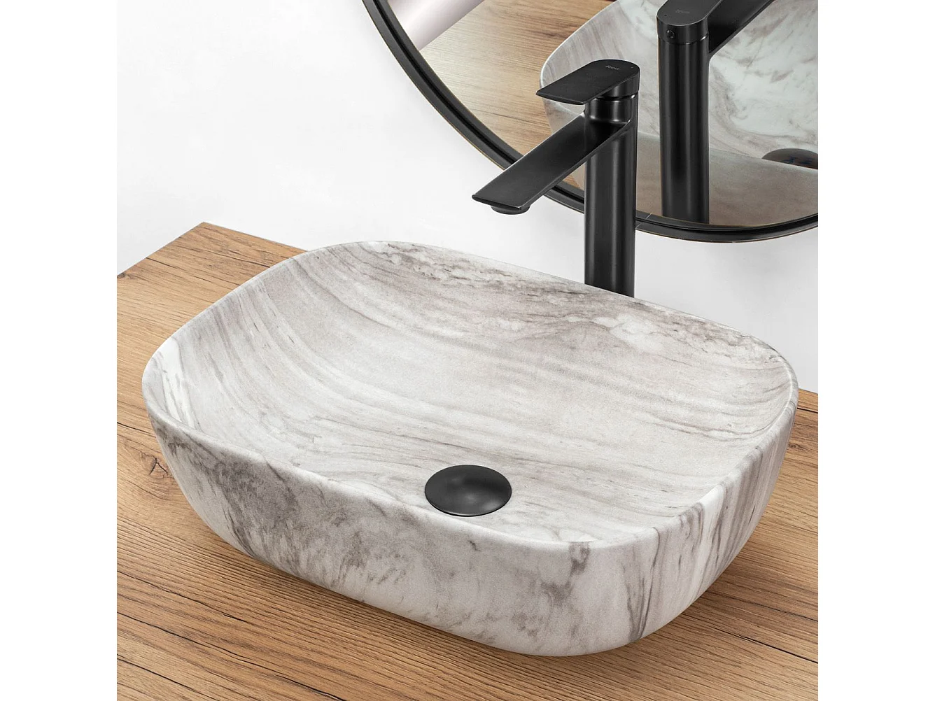 Lavabo Sobre Encimera Rea Belinda Ash White