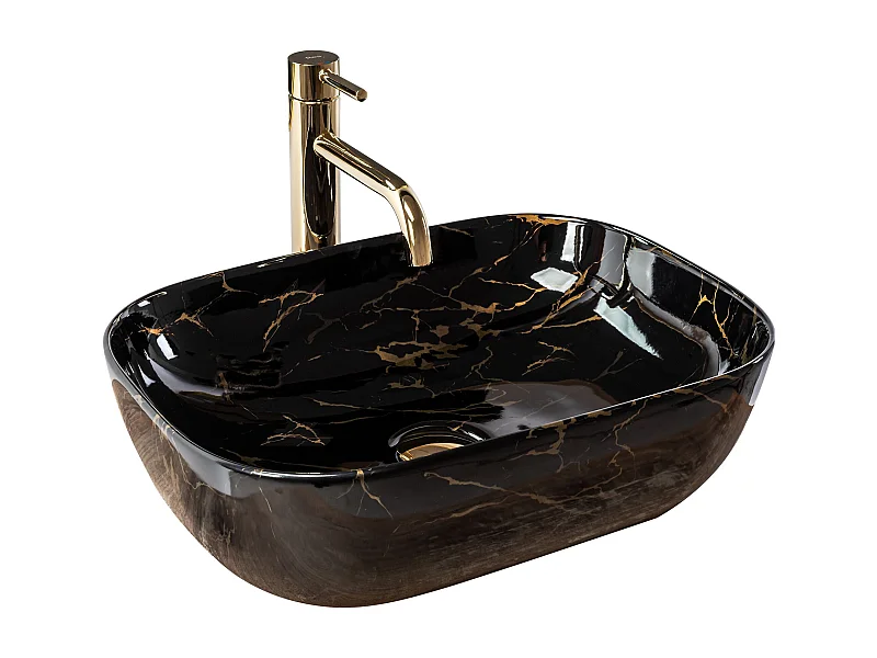 Opzetwastafel Rea Belinda Marble Shiny Black