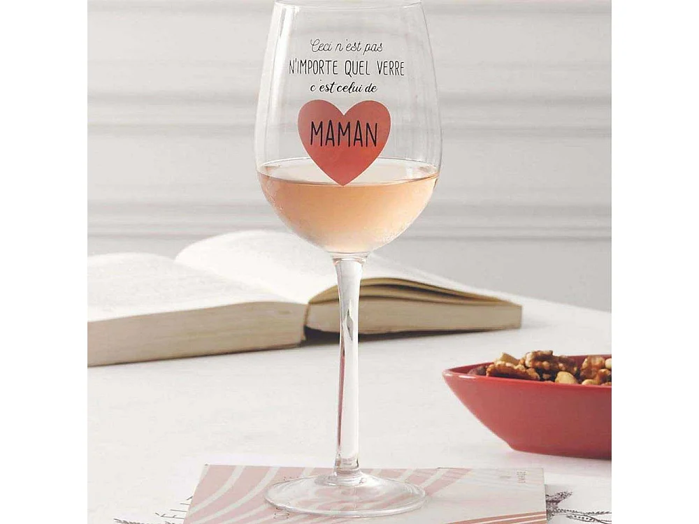 Verre à vin avec inscription Humour Maman