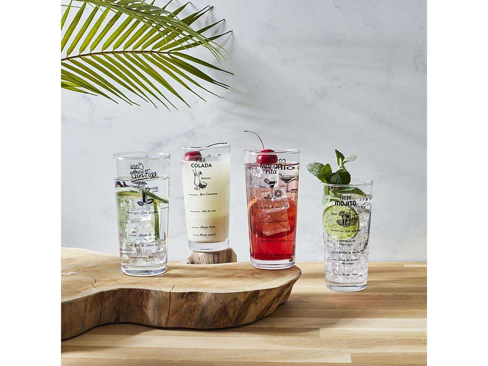 Coffret verres à cocktails inscription recettes