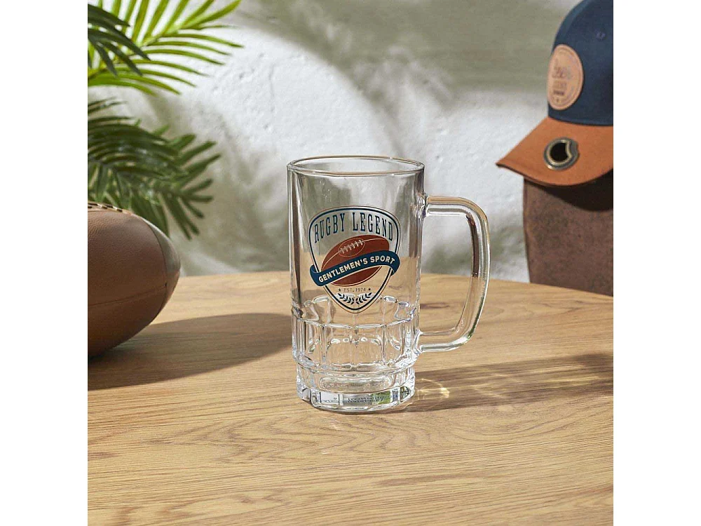 Chope à bière en verre Rugby