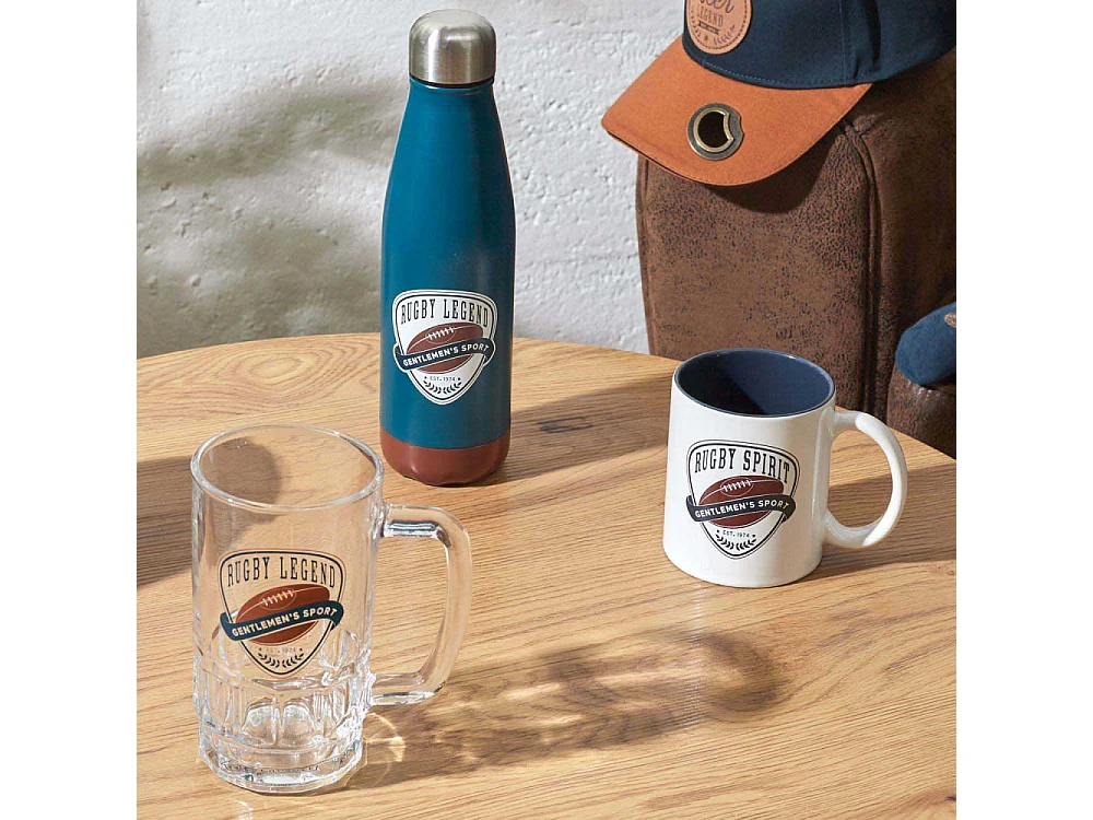 Chope à bière en verre Rugby